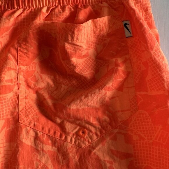 Nike Men’s XXL Swim Shorts Solid Icon 5” Inseam Bright Orange Floral Drawstring - Picture 9 of 10